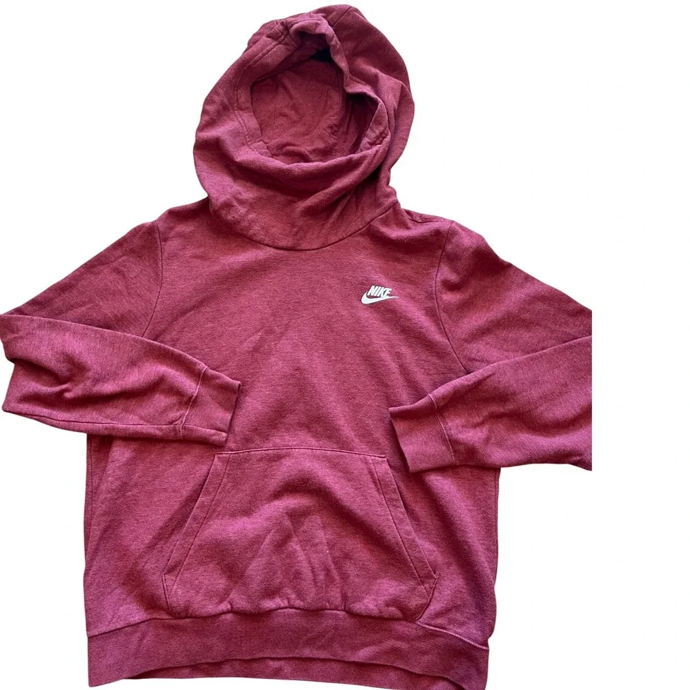 Nike Sportswear‎ Essential Funnel Neck Hoodie Burgundy Red Fleece Pullover Large